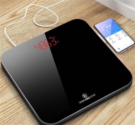本博benbo体脂秤电子秤usb快充led液晶大屏安全圆角黑