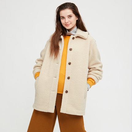 uniqlo优衣库431314女装仿羊羔绒摇粒绒短外套长袖
