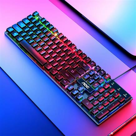 aoc冠捷kb121有线键盘黑色彩光