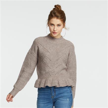 限尺码6ixty8ight绞花针织女子褶边毛衣st08064